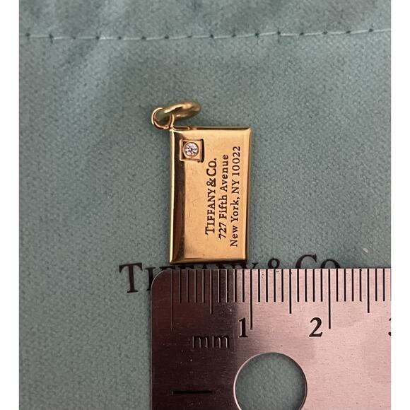 Tiffany & Co. 18k Gold Diamond Envelope Address Pendant Charm Necklace Bracelet - Picture 8 of 16